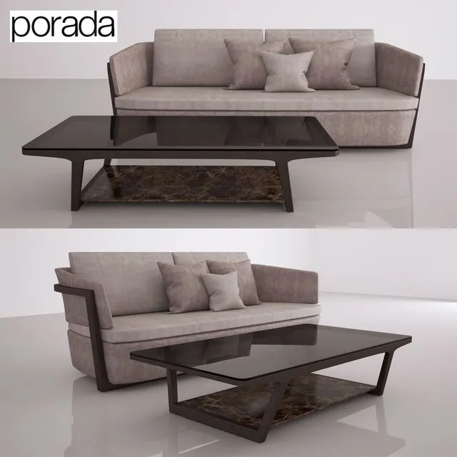 Porada Arena Sofa Sofa 224 and table 150 Script 3dsMax Model