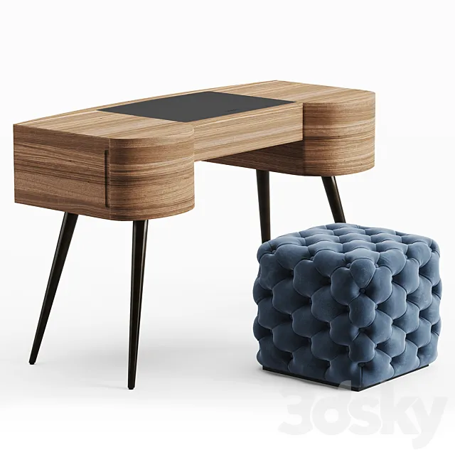 Porada Micol dressing table and Alcide pouf 3DS Max Model