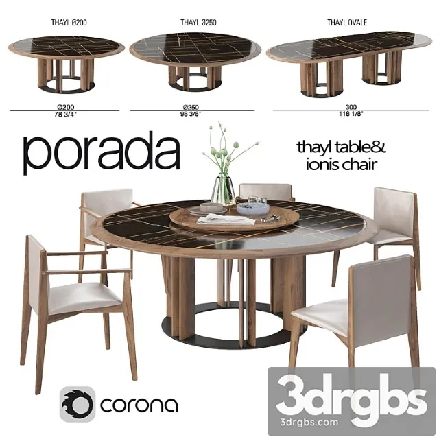 Porada thayl table and ionis chairs 2 3dsmax Download