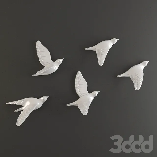porcelain birds wall decor 3dsMax Model