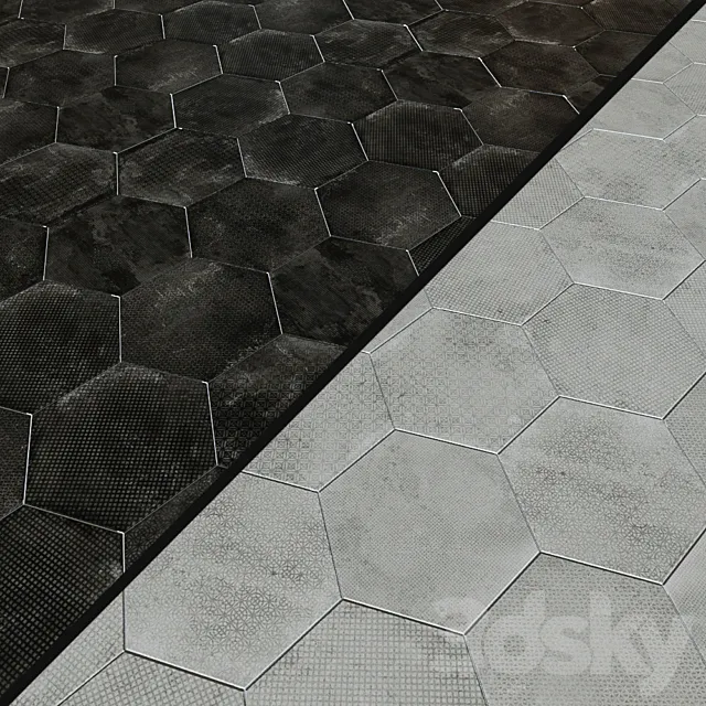 Porcelain tile EQUIPE URBAN Hexagon Melange 5 options 3DS Max Model