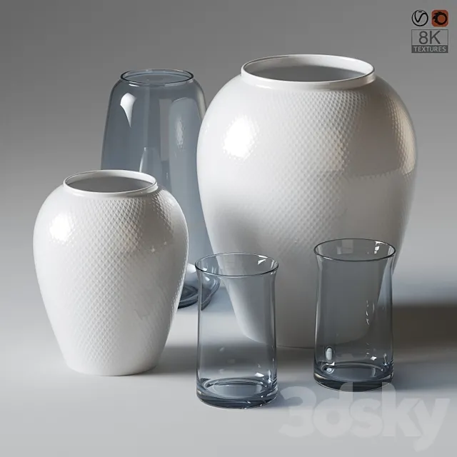 Porcelan and glass vases Lyngby Porcelæn 3DSMax File