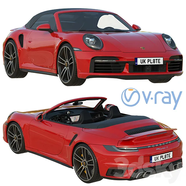 Porsche 911 Turbo S Cabriolet 2021 3DS Max Model