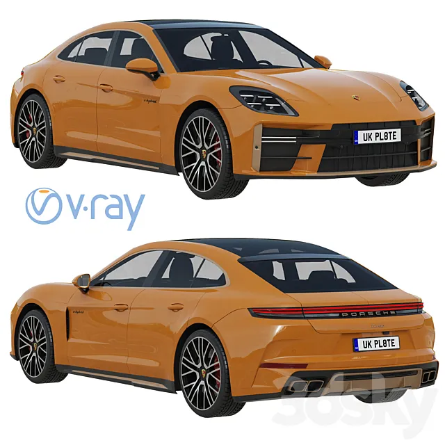 Porsche Panamera Turbo E-Hybrid 2024 3dsMax Model