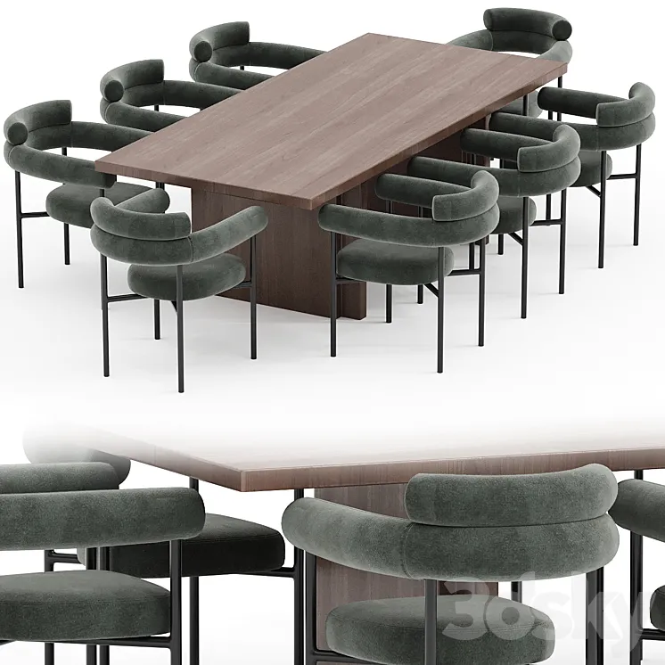 Portia Safari Dining Table Chair 3DS Max Model