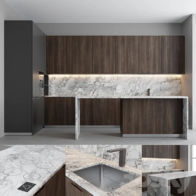 Porto gray kitchen 3DSMax File