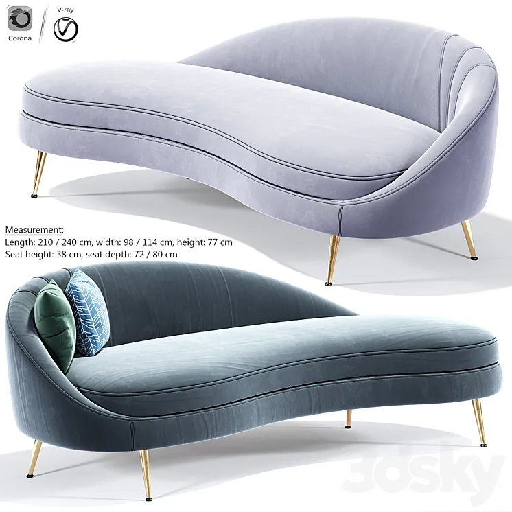 Porto Sand Curve Sofa 3DS Max