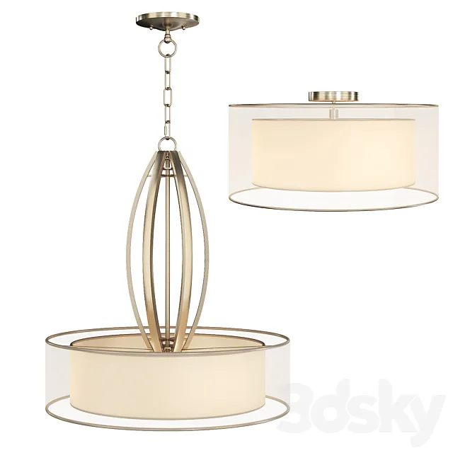 Possini Euro Alecia Wide French Gold Pendant Light 3DS Max Model