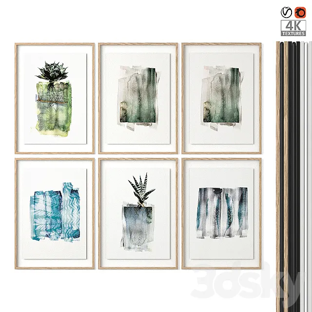 Poster Set “Watercolor Plants” 3ds Max