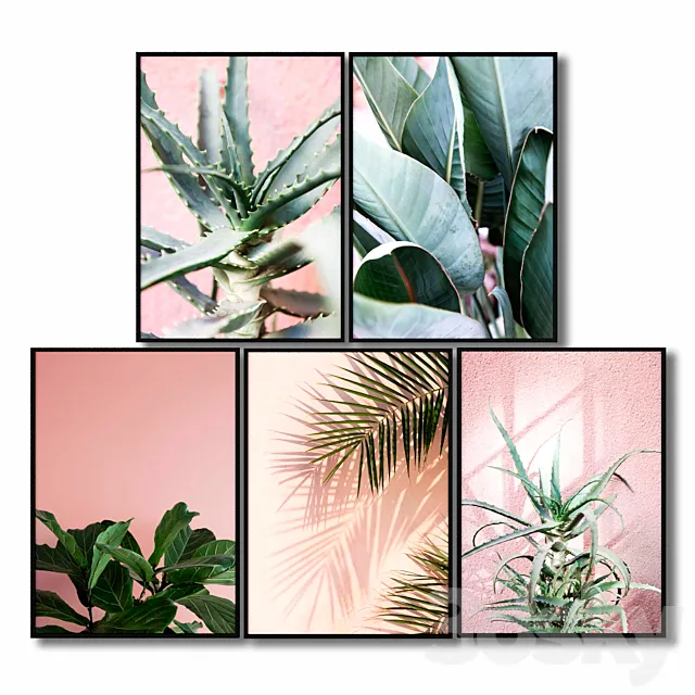 Posters with pink plants. 3DSMax File