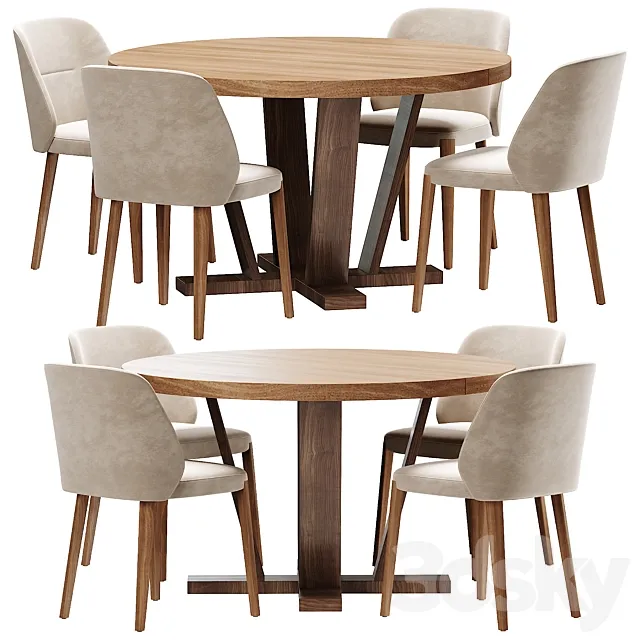 Potocco concha aura dining set 3DS Max Model