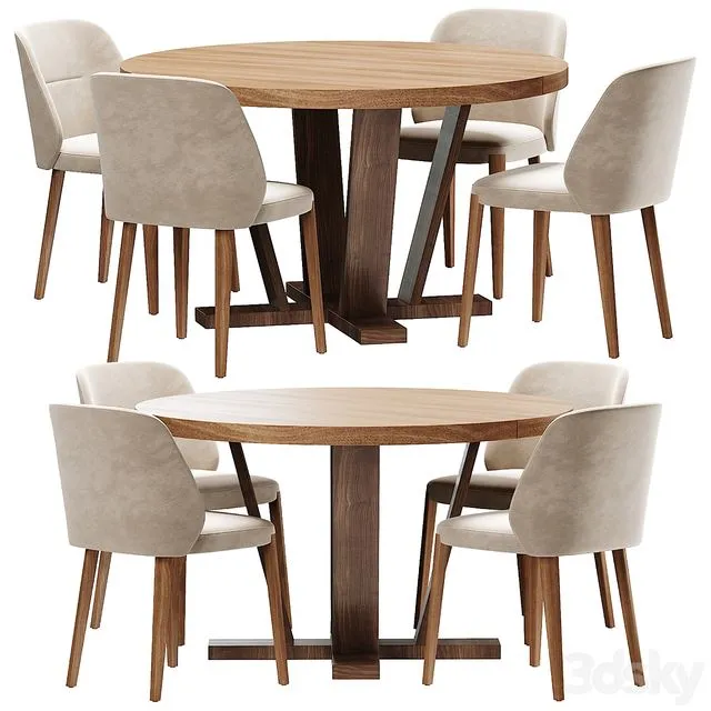 Potocco concha aura dining set 3dsMax Model