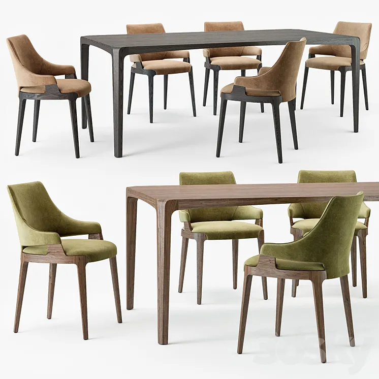 Potocco velis chair eiles table 3DS Max