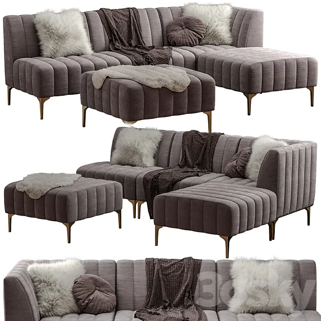 Pottery Barn _ Avalon Sofa fabric (Sectional) 3DS Max Model