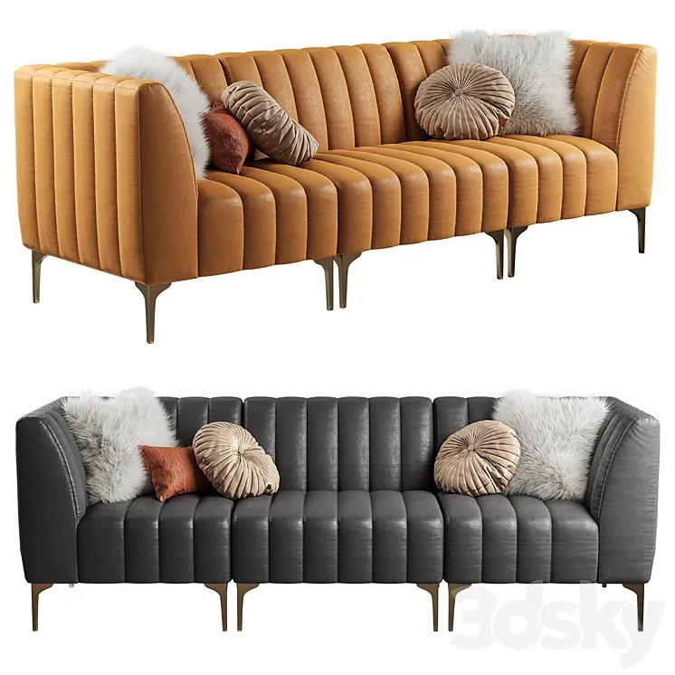 Pottery Barn \/ Avalon sofa leather (3-seater) 3DS Max