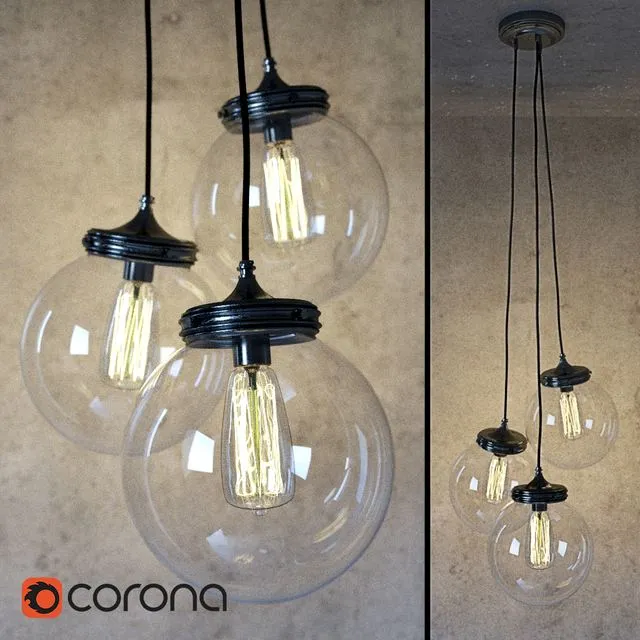 Pottery Barn Calhoun Multi Pendant Chandelier 3dsMax Model