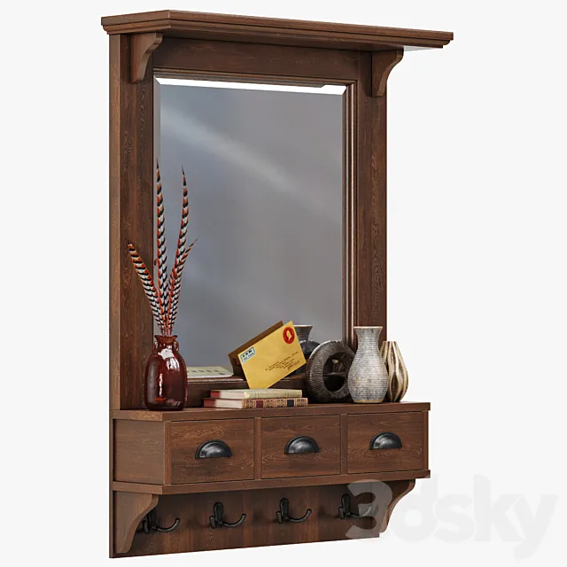 Pottery Barn Classic Entryway Mirror Organizer 3DS Max Model