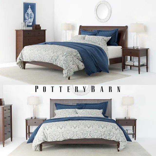 Pottery Barn Crosby Bedroom set 3dsMax Model