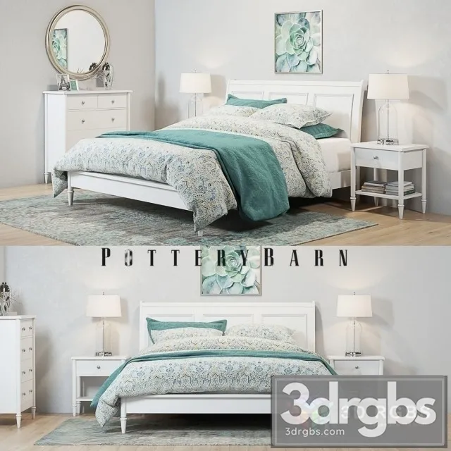 Pottery Barn Crosby White Bedroom Set 3dsmax Download