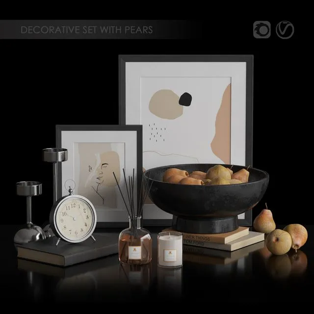 Pottery Barn Decorative Set with pears 3dsMax Model
