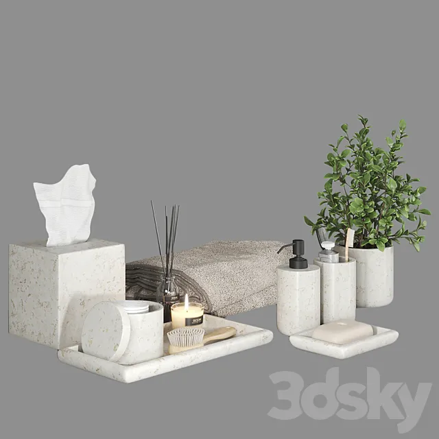 Pottery Barn Frost Marble Bath Accessories 3ds Max