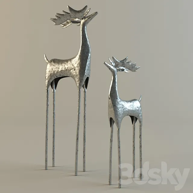 Pottery Barn Hammered Metal Reindeer 3ds Max