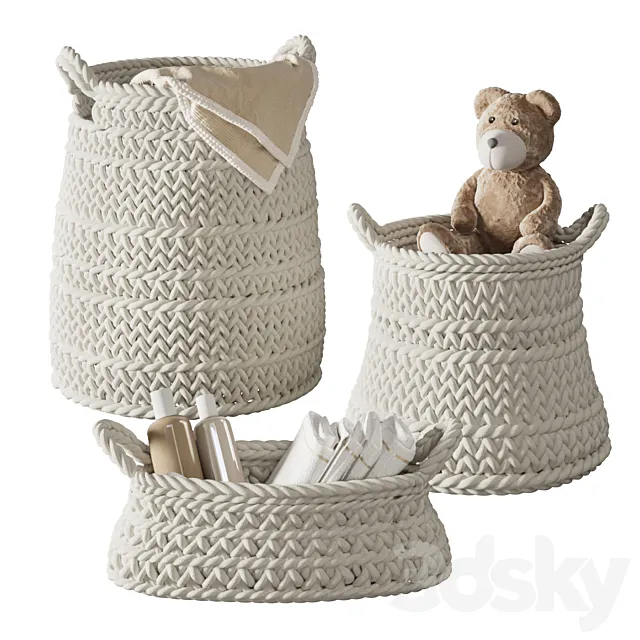 Pottery Barn Ivory Chunky Knit Nursery Storage 3dsMax Model