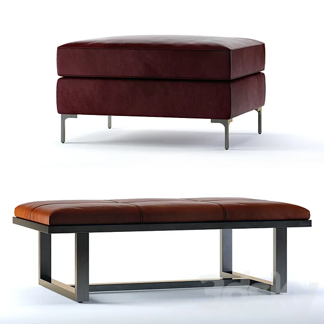 Pottery Barn Jake and Griffin Ottomans 3DSMax File