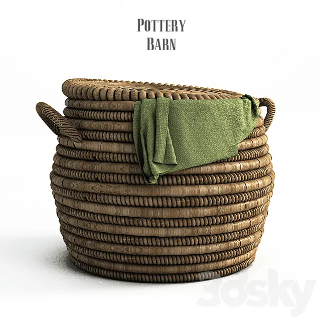Pottery barn. Lexine Round Lidded Basket 3DSMax File