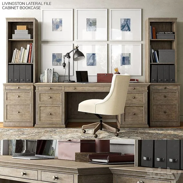 Pottery barn LIVINGSTON LATERAL FILE CABINET BOOKCASE 3dsMax Model