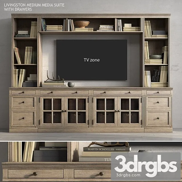 Pottery barn livingston medium media suite with drawers 3dsmax Download