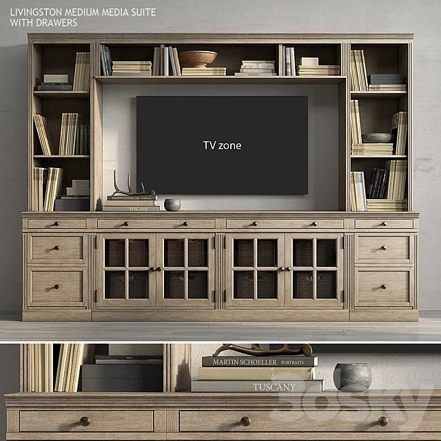 Pottery barn LIVINGSTON MEDIUM MEDIA SUITE WITH DRAWERS 3ds Max