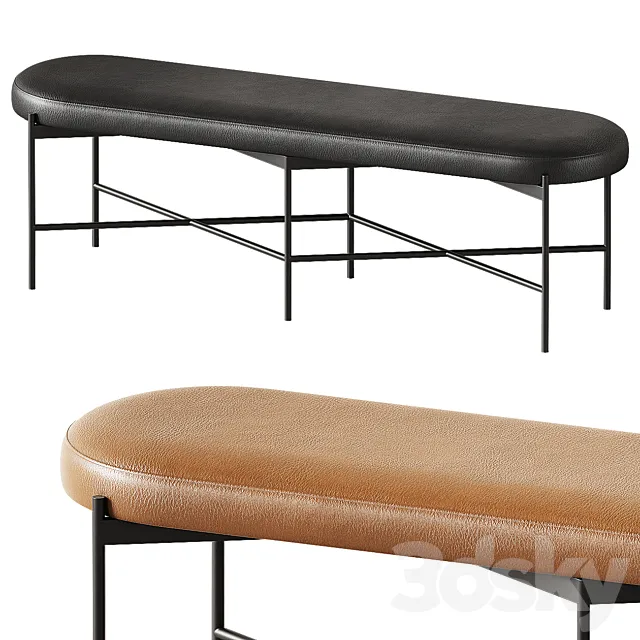 Pottery Barn Maison Leather Backless Bench 3DS Max Model