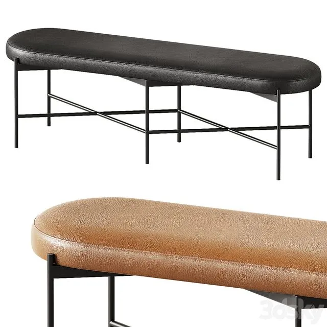 Pottery Barn Maison Leather Backless Bench 3dsMax Model