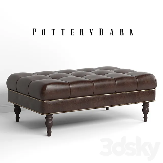 Pottery Barn – Martin Tufted Leather Ottoman 3ds Max