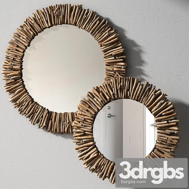 Pottery barn natural driftwood mirror – round 3dsmax Download
