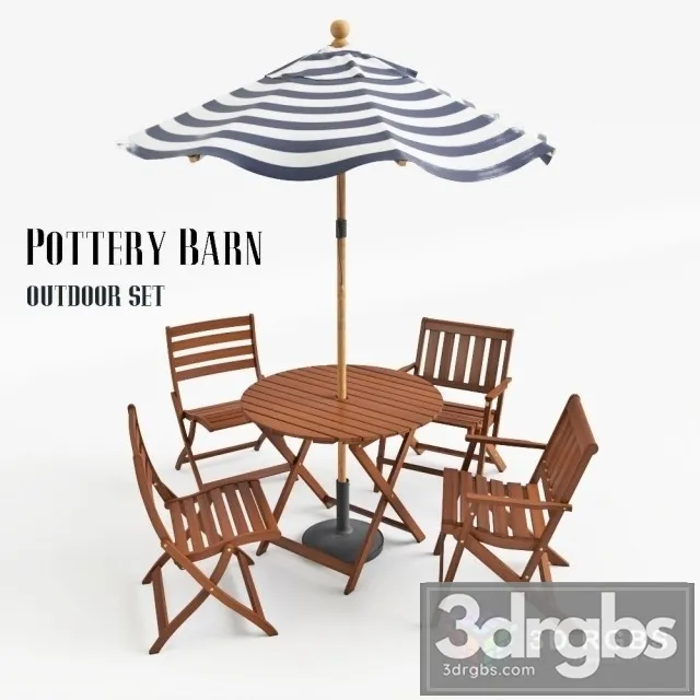 Pottery Barn Outdoor Table and Chair Set 3dsmax Download