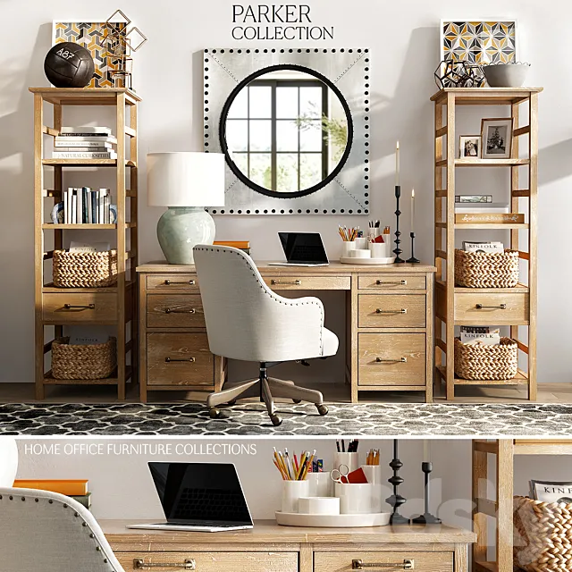 Pottery barn PARKER HOME OFFICE FURNITURE COLLECTION 3ds Max