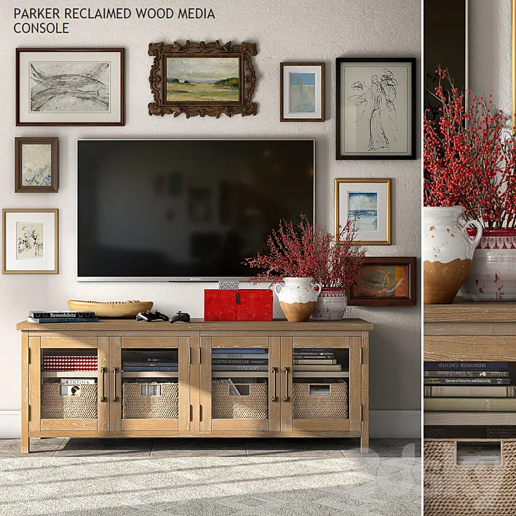 Pottery barn PARKER MEDIA CONSOLE 3DS Max
