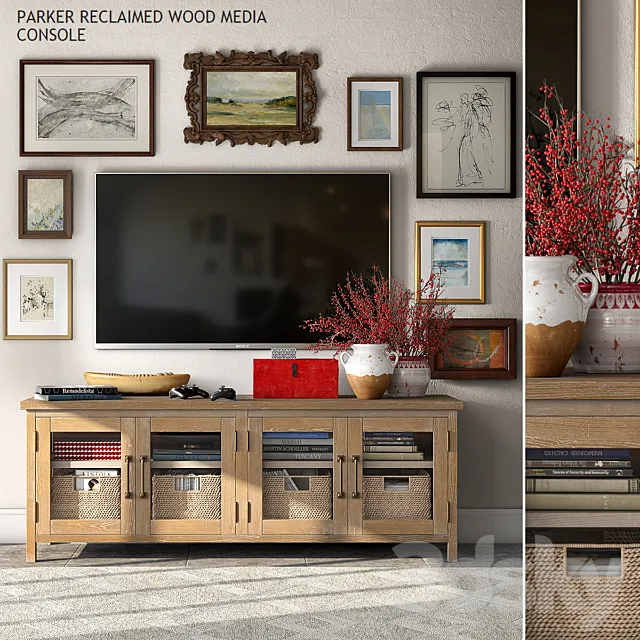 Pottery barn PARKER MEDIA CONSOLE 3DSMax File