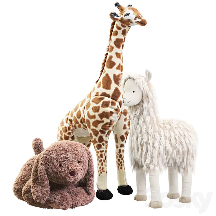 Pottery Barn plush liama Labradoodle Giraffe 3DS Max