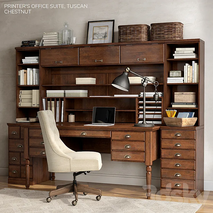 Pottery barn PRINTER'S OFFICE SUITE 3DS Max