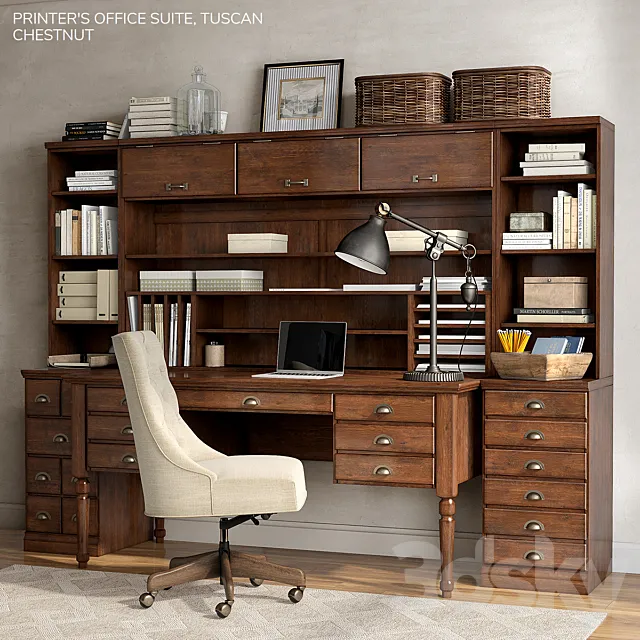 Pottery barn PRINTER’S OFFICE SUITE 3DSMax File