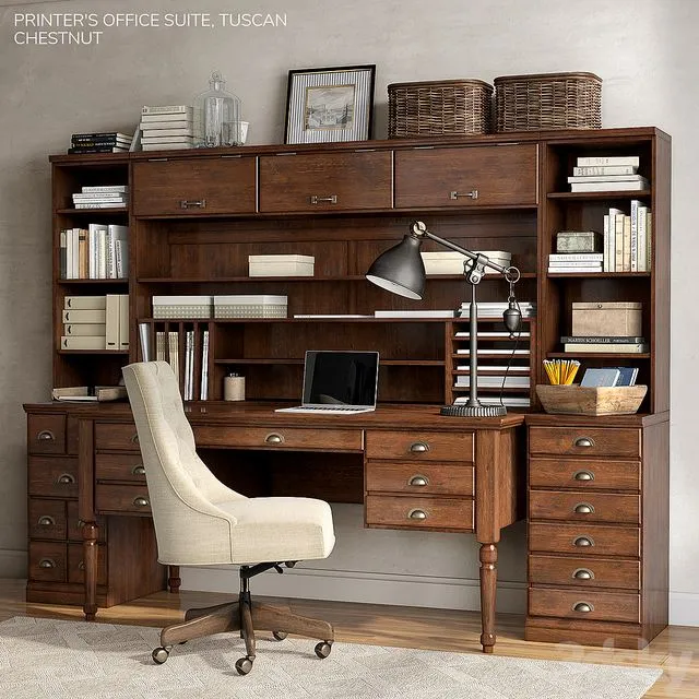 Pottery barn PRINTER’S OFFICE SUITE 3dsMax Model