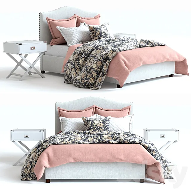 Pottery Barn Raleigh Bed 3 pink 3DSMax File