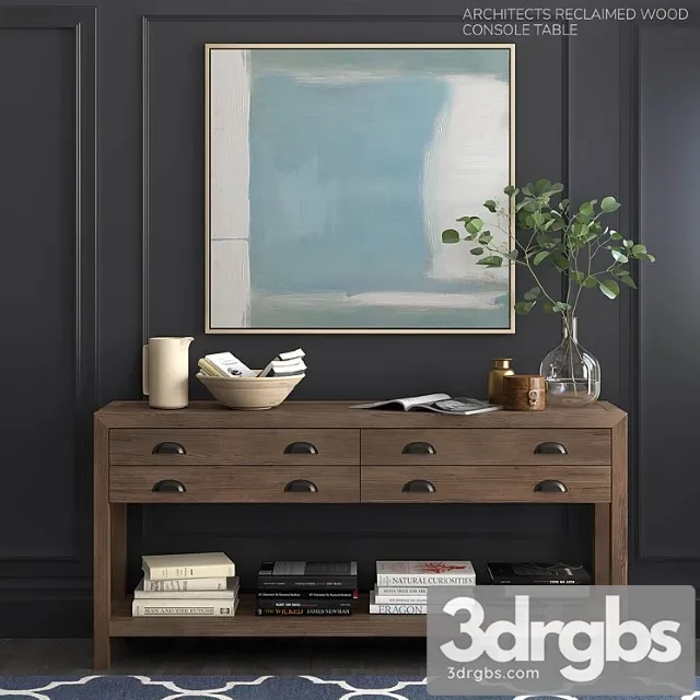 Pottery barn set architects reclaimed wood console table 2 3dsmax Download
