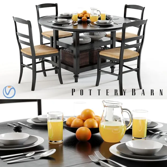 Pottery Barn Shayne and Isabella black 3dsMax Model