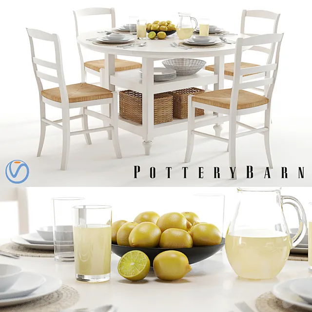 Pottery Barn Shayne and Isabella white 3DS Max Model