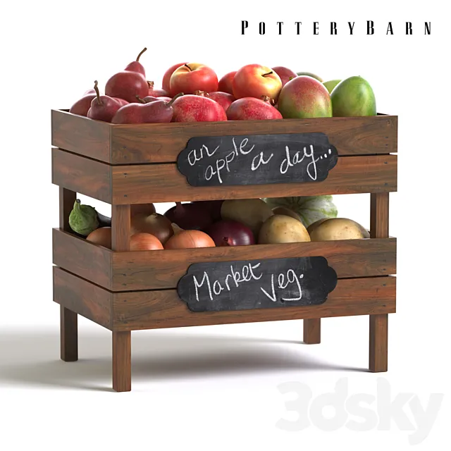 Pottery Barn Stackable Fruit and Vegetable Crates 3DSMax File