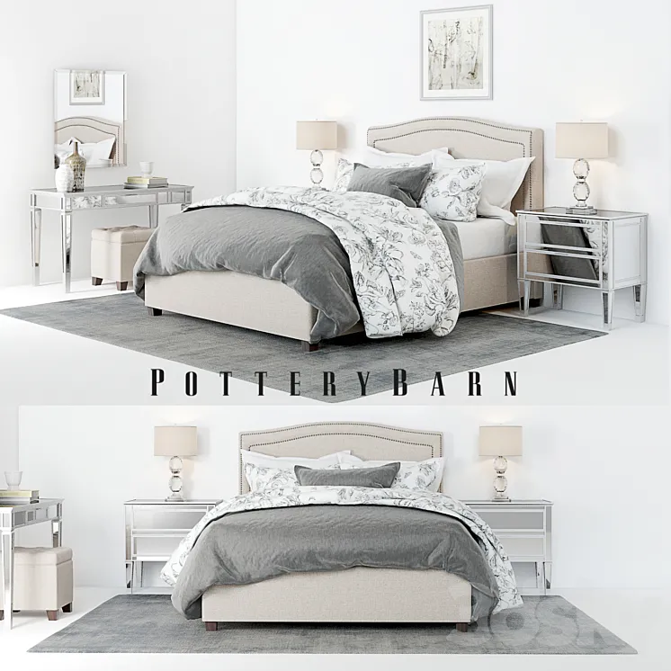 Pottery Barn Tamsen Bed set 01 3DS Max